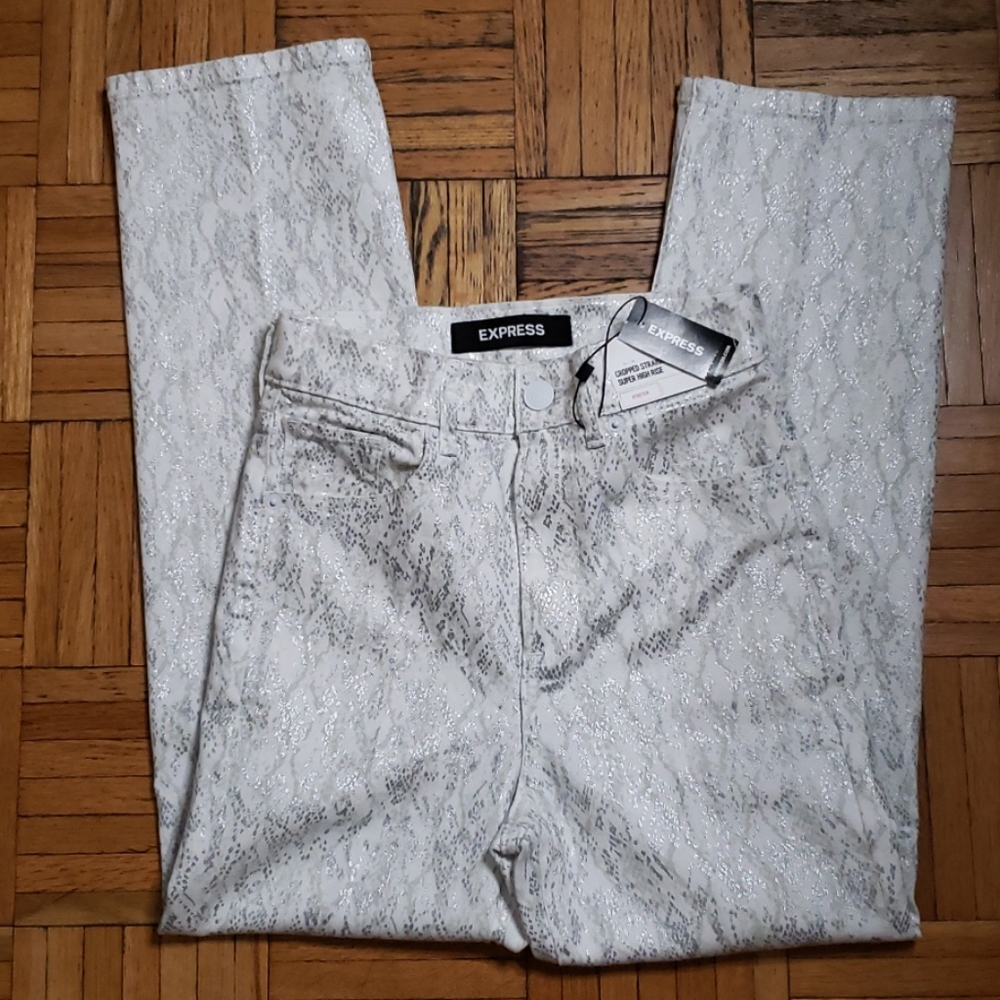 NEW!! Metallic Snakeskin Print Straight Pant - Picture 5 of 6